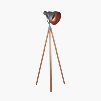 Pacific Lifestyle Larkin Metal and Natural Wood Tripod Floor Film Light - Grey
