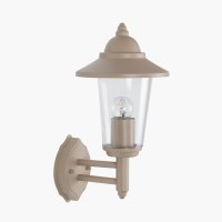 Pacific Lifestyle Aster Taupe Metal Curved Glass Lantern Wall Uplighter