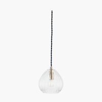 Pacific Lifestyle Ella Clear Ribbed Glass Teardrop Pendant