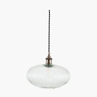 Pacific Lifestyle Abigail Clear Ribbed Glass Oval Pendant