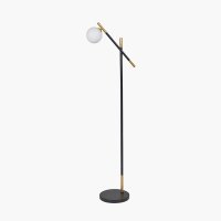 Pacific Lifestyle Wanda White Orb and Black Metal Floor Lamp