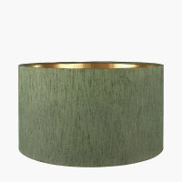 Pacific Lifestyle Stellan Slubbed Faux Silk Gold Lined Cylinder Lampshade 30cm - Green