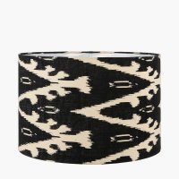 Pacific Lifestyle Lars Ikat Patterned Cylinder Lampshade 35cm - Black