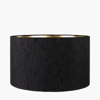 Pacific Lifestyle Stellan Slubbed Faux Silk Gold Lined Cylinder Lampshade 45cm - Black