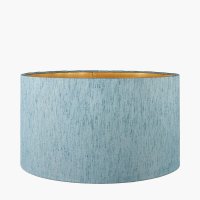 Pacific Lifestyle Stellan Slubbed Faux Silk Gold Lined Cylinder Lampshade 45cm - Duck Egg