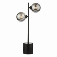 Dar Spiral 2 Light Table Lamp Matt Black with Smoked Glass