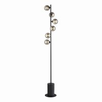 Dar Spiral 6 Light Floor Lamp Matt Black with Smoked Glass