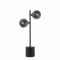 Dar Spiral 2 Light Table Lamp Matt Black with Black Confetti Glass