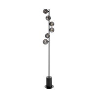 Dar Spiral 6 Light Floor Lamp Matt Black with Black Confetti Glass