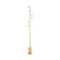 Dar Spiral 6 Light Floor Lamp Matt Gold with White Confetti Glass