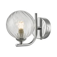 Dar Cradle Wall Light Polished Chrome with Twisted Closed Glass