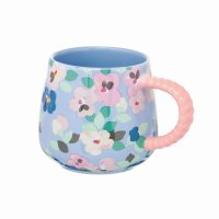 Cath Kidston Painted Pansies Blue Twisted Handle Billie Mug