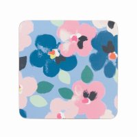 Cath Kidston Painted Pansies Blue Set of 4 Cork Backed Coasters
