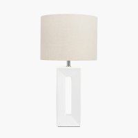 Pacific Lifestyle Block Ceramic Tall Table Lamp - White