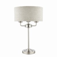 Laura Ashley Sorrento 3 Light Table Lamp Satin Nickel with Natural Shade