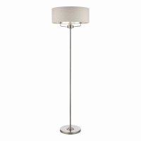 Laura Ashley Sorrento 3 Light Floor Lamp Satin Nickel with Natural Shade