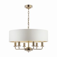 Laura Ashley Sorrento 6 Light Pendant Antique Brass with Ivory Shade