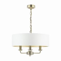 Laura Ashley Sorrento 3 Light Shadelier Antique Brass with Ivory Shade