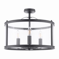 Laura Ashley Harrington 3 Light Semi-Flush Matt Black and Glass