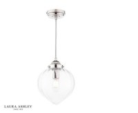 Laura Ashley Whitham Pendant Polished Nickel and Ribbed Glass