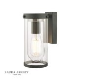 Laura Ashley Arthur Outdoor Wall Light Matt Black Glass IP44