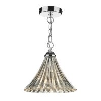 Dar Ardeche 1 Light Fluted Glass Pendant Polished Chrome