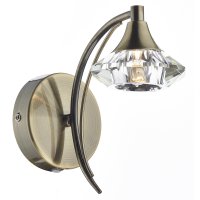Dar Luther Single Wall Bracket with Crystal Glass Antique Brass