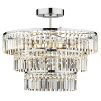 Dar Rowena 3 Light 3 Tier Semi Flush Polished Chrome