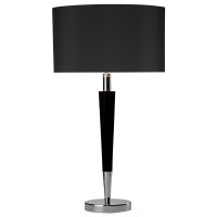 Dar Viking Table Lamp Polished Chrome & Black with Linen Shade