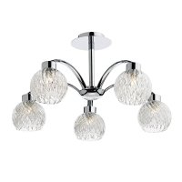 Dar Yasmin 5 Light Semi Flush Polished Chrome