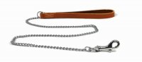 Ancol Leather Fine Chain Lead Tan 87cm