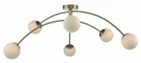 Dar Puglia 6lt Semi Flush Antique Brass & Opal Glass