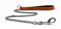 Ancol Leather Heavy Chain Lead Tan 80cm