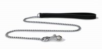 Ancol Leather Fine Chain Lead Black 87cm