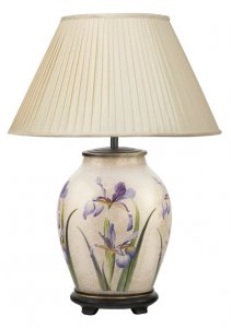 Pacific Lifestyle RHS Purple Iris Medium Glass Table Lamp