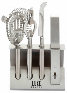 BarCraft Reflections 5 Piece Stainless Steel Cocktail Tool Set