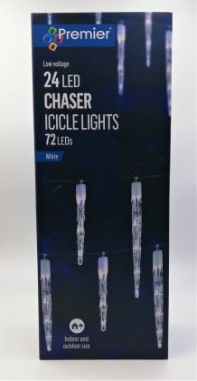 Premier Decorations 24 Chaser Icicle Lights - White