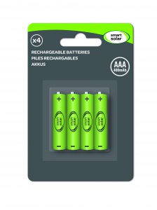Smart Solar 1.2V AAA Ni-MH 600mAh Rechargeable Battery 4 Pack