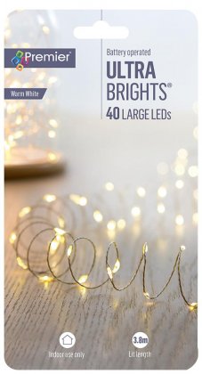 Premier Decorations 40 LED B/O Ultra Brights - Warm White