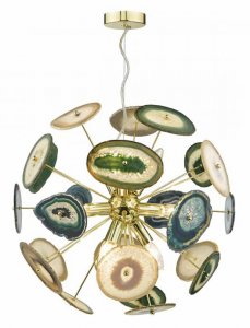 Dar Achates 9 Light Pendant Gold & Agate