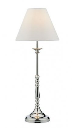 Dar Blenheim Table Lamp Polished Nickel with Ivory Shade