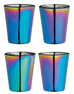 BarCraft Metallic Finish Glass Shot Glasses 50ml (Set of 4)