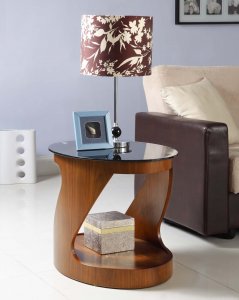 Jual Curved Oval Lamp Table - Walnut