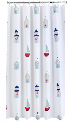 Aqualona Shower Curtain 180 x 180cm - Beach Huts