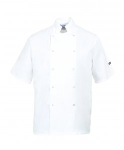 Portwest C733 Cumbria Chefs Jacket Short Sleeve White Medium