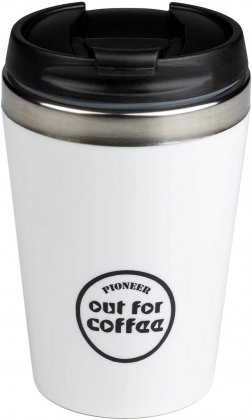 Pioneer Reusable Stainless Steel Travel Coffee Mug 300ml - White