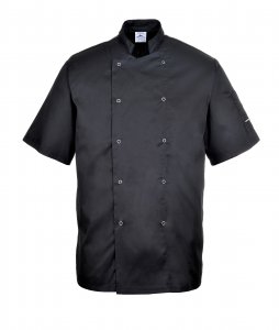Portwest C733 Cumbria Chefs Jacket Short Sleeve Black Small