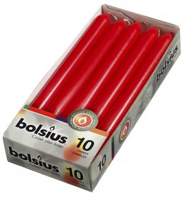 Bolsius Dinner Candles 7.5hr 10pk- Red (250/24MM)