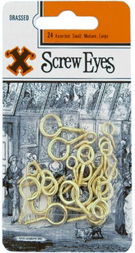 X Screw Eyes Brassed 24 Assorted