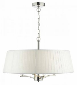 Dar Cristin 4 Light Pendant Polished Nickel w/Ivory Ribbon Shade